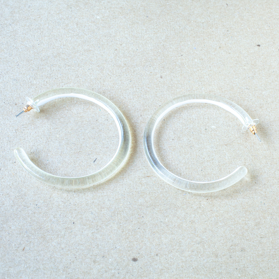 Clear White Hoop Earrings for Women, Clear White Earrings, Transparent Earrings, Hoop Earrings, White Clear Earrings, Dainty Clear Earrings